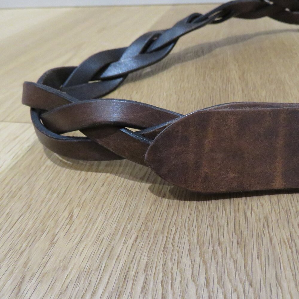 PHANTASMAGORIA LEATHER Dylan Braided Leather Belt in Dark Brown Western Size 38 - Picture 4 of 12